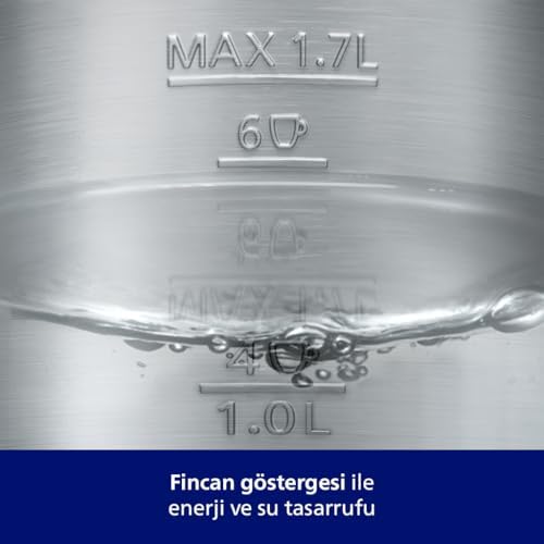 7000 Serisi Çift Yalıtımlı Su Isıtıcısı, 1,7 Lt Kapasite, Yaylı kapak, Hızlı kaynatma, Kolay Temizlik, HD9396/90 - Görsel 3