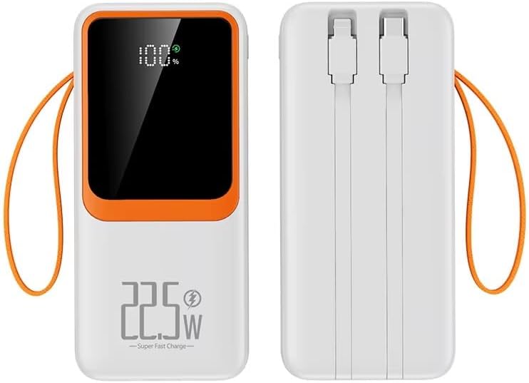 H32 10000 mah power bank PD 20W ve USB 22.5W FAST HIZLI ŞARJ DAHİLİ TYPE C VE LİGHTNİNG KABLOLU DÜNYA STANDARTLARINA UYGUN POLYMER BATARYA BİREBİR AMPER LCD GÖSTERGELİ POWERBANK (BEYAZ) - Görsel 2