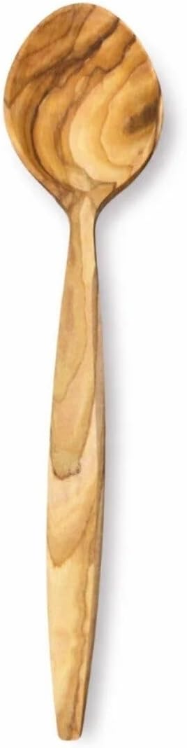 Doğal Zeytin Ağacı, El Yapımı Servis Kaşığı, 23 cm, Ahşap, Kahverengi, BPA Free, 1 Adet