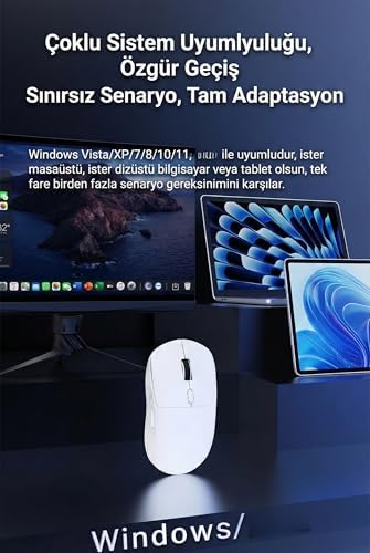 Alternative view of Kablosuz Gaming Mouse 12800 DPI 3 Modlu Bluetooth 2.4G USB Kablolu 1000Hz Raporlama Hızı 67g Ultra Hafif 6 Tuş 300mAh Şarjlı Ofis Oyuncu Mouse |  NJ07 (Beyaz - NJ07)