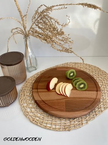Yuvarlak Doğal Ahşap Sunum Tabağı Ahşap Sunumluk(KAYIN/GÜRGEN)(ÇAP:30cm)