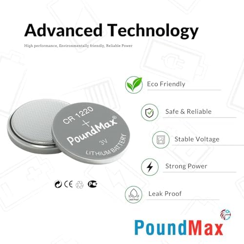 5 Adet CR1220 DL1220 1220 LIR1220 3V PoundMax Lityum Pil Lityum Düğme Pil, Küçük elektronik cihazlar için araba anahtarları, uzaktan kumandalar, teraziler, saatler ölçüm cihazları ve hesap makineleri - Görsel 3