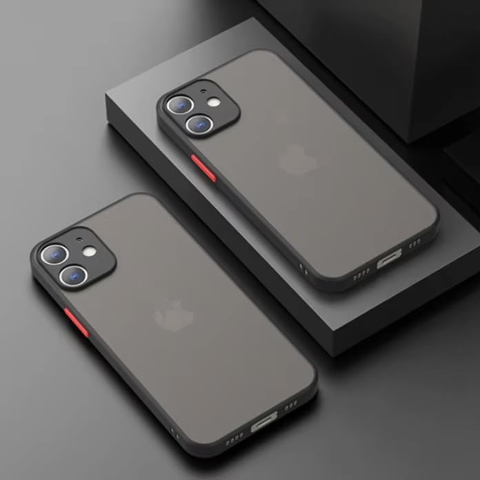 & AKSESUAR iPhone 11 ile Uyumlu Arka Kısmı Mat Şeffaf Yapıya Sahip Kenarları Silikon Tpu Malzemeden Üretilmiş Renkli Tuşlara Sahip Kamera Korumalı Transparan Kılıf (Siyah)