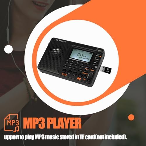 Alternative view of Retekess V115 Dijital Radyo AM FM, Taşınabilir Kısa Dalga Radyolar, Şarj Edilebilir Radyo Dijital Tuner ve Ön Ayarlar, Micro SD ve AUX Kaydı Desteği, Bas Hoparlör Siyah
