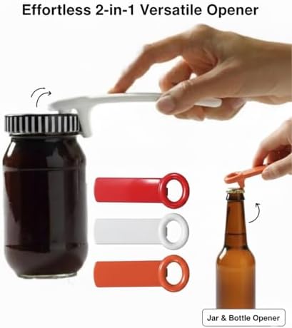 3 Adet Kavanoz Açacağı - 2’si 1 Arada Çok Fonksiyonlu Pratik Kavanoz ve Şişe Açacağı - Vakum Giderici Kolay Kapak Açıcı - Ergonomik Mutfak Yardımcısı 2 Kırmızı 1 Beyaz - Görsel 3