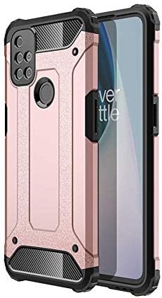 One Plus Nord N10 5G ile uyumlu Çİft Katman Koruyucu Crash Military Tank Kılıf - Rose Gold - Görsel 2