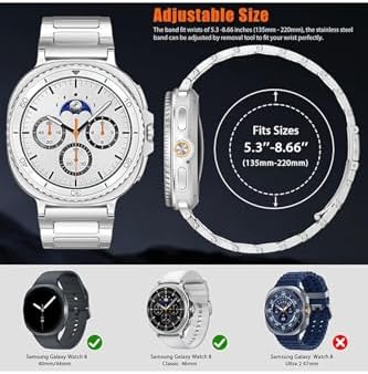 - ile uyumlu Galaxy Watch 8 40mm 44mm Classic 46mm Kordon Klipsli Metal Kordon 04 Kısaltma Aparatı