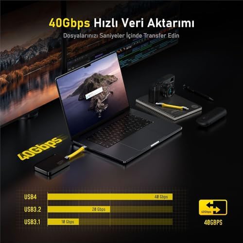 Alternative view of Aohi The Future 4-in-1 USB-C to USB-C Modüler Uzayabilen 1m 40Gbps 8K Destekli 240W PD 3.1 USB4 Süper Hızlı Şarj/Data Kablo Seti