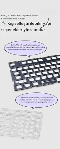 AK980 Kablosuz Hot-Swap TFT Ekranlı Mekanik Oyun Klavyesi 8.000 Mah Batarya Pembe - Gift Switch