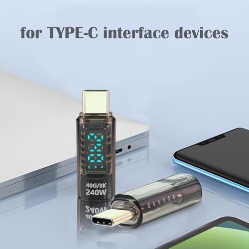 USB-C Güç Ölçer LED Ekranlı Adaptör 240W PD 3.1 Hızlı Şarj 40Gbps Veri 8K Video Destekli Type-C Erkek Dişi Dönüştürücü Voltaj Akım Watt Test Cihazı Tak Çalıştır Kompakt Tasarım | ZR1141