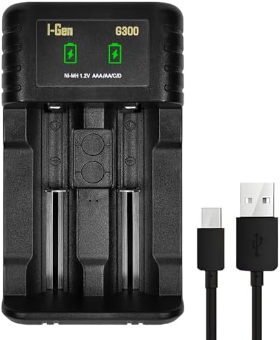 I-Gen Batteries G300 Akıllı Ni-MH Pil Şarj Cihazı, Type-C Girişli 2 Slot Hızlı Şarj Aleti, AA / AAA / C / D Şarjlı Pil Uyumlu - Görsel 3