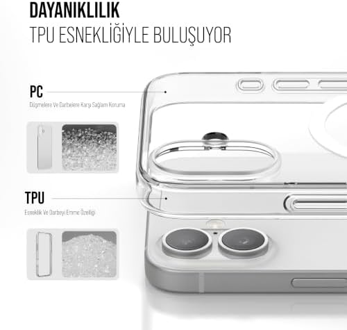 iPhone Magsafe Uyumlu Şeffaf Sert Kristal Mika Sararmaz Kılıf (iPhone 16) - Görsel 2