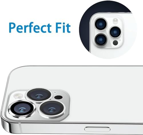 iPhone 15 Pro/iPhone 15 ProMax Kamera Camı Lens Koruyucu Halka Set - Gümüş Silver - Görsel 3
