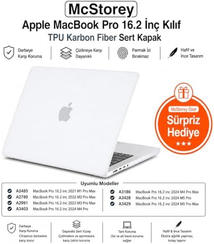 Alternative view of MacBook Pro 16.2 İnç Kılıf A2485 A2780 A2991 A3403 A3186 A3428 A3429 Uyumlu Karbon Fiber Görünümlü Sert Kapak İnce Hafif Koruyucu Hard Case Şeffaf