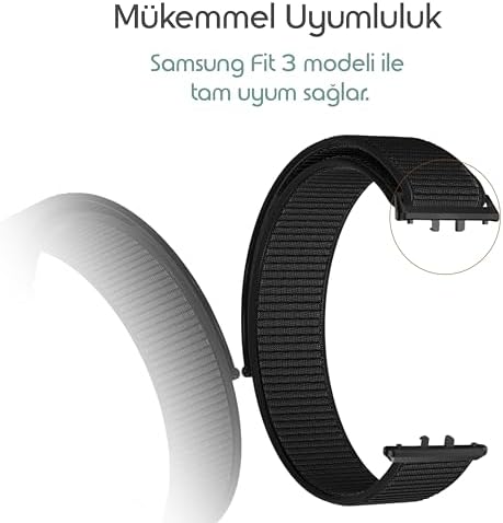 Galaxy Fit 3 İle Uyumlu Hasırlı Kumaş Kordon Terleme Yapmayan Cildi Tahriş Etmeyen Nefes Alabilir Yapılı Kademeli Cırt Cırt Tasarımlı Deformasyona Dayanıklı Rahat Kayış - Görsel 3