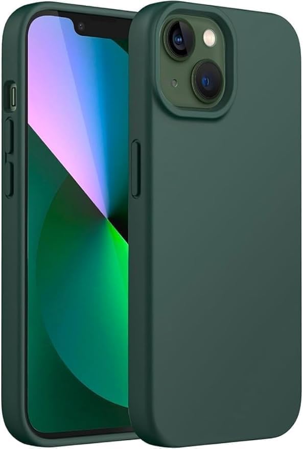 iPhone 14 Plus ile Uyumlu Lansman Silikon Kılıf, Kamera Korumalı Kadife İç Astarlı Esnek ve Darbe Emici Mat Haki Yeşil Kapak - Görsel 3