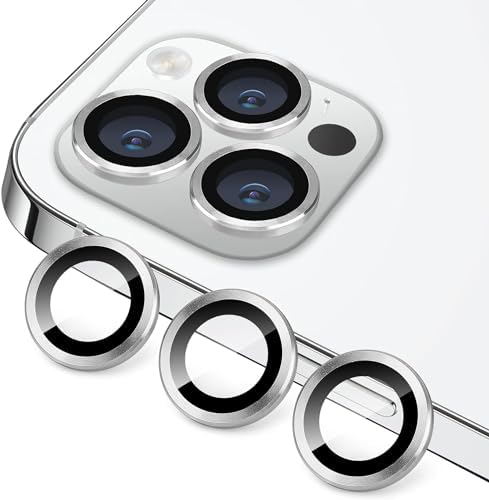 iPhone 15 Pro/iPhone 15 ProMax Kamera Camı Lens Koruyucu Halka Set - Gümüş Silver