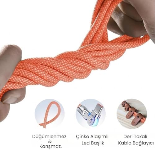 A6018 Type C To Type C Hızlı Şarj Data Kablosu Çevirici Dönüştürücü Adaptör 180° Döner 120W - 2M - Görsel 3