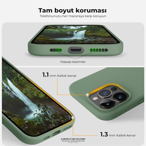 Alternative view of Merwish Apple iPhone 14 Pro Max Uyumlu Özel İpeksi Dokunuş Hissi Veren İçi Yumuşak Kadife Lansman Silikon Kılıf Kapak (Yeşil)