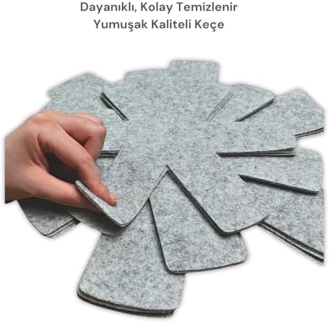 Alternative view of Beylini 12 Li Set Tencere Tava Koruyucu Borcam Çizdirmez Keçe Düzenleyici (Gri)