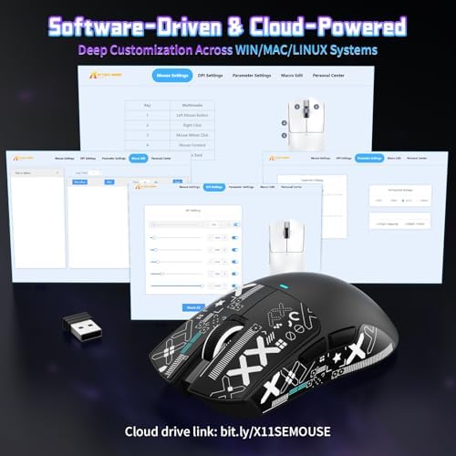 Alternative view of ATTACK SHARK X11 SE Kablosuz Gaming Mouse – PixArt PAW3311 Sensör, 22000 DPI, BT/2.4G/Kablolu Üçlü Mod, 65 Saat Pil Ömrü, Ofis ve Oyun Kullanımı İçin Uygun, Windows/Xbox/PS/Mac Uyumlu – Black