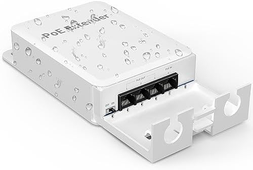 YuanLey 4 Port Outdoor PoE Extender 1'i 3 Arada Çıkış, IEEE 802.3af/at Mini 4 Kanal PoE Tekrarlayıcı IP66 Su Geçirmez, Vlan, 250 m (Toplam 350 m), Duvara Monte Passthrough POE Amplifikatör, Tak ve