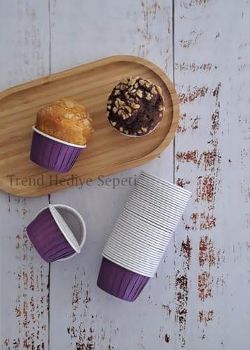 50'li Mor Muffin Kek Kalıbı, Kek Kapsülü Cupcake Kalıbı, Airfryer Uyumlu - Görsel 3