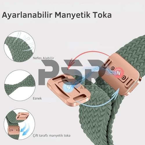PSR Aksesuar Apple Watch Uyumlu Hasır Kordon – Örgü Tasarımlı, Ayarlanabilir | Hafif ve Konforlu Hasır Akıllı Saat Kayışı - Görsel 3