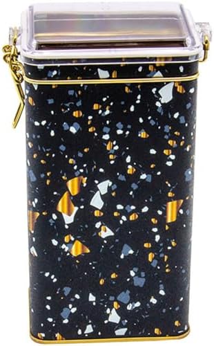 EVLE-Er053-1h Terrazzo Black Desenli Dikdörtgen Metal Saklama Kabı 8x10 Cm (Terrazzo Black) - Görsel 3