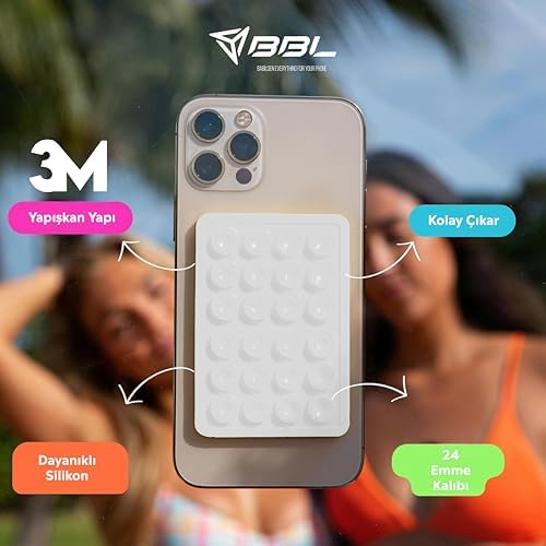 Telefon Arkasına Yapışan Silikon Vantuzlu Telefon Kılıfı Tutucu Araç Telefon Tutucu Ahtapot Vakumlu Telefon Tutucu (Beyaz (Yapışkanlı))