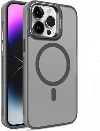 iPhone 13 ile uyumlu Kamera Lens Aparatlı Stand Olabilen Magsafe ile uyumlu Kamera Korumalı Şeffaf Full Color Magnetic Wireless Telefon Kılıfı (Titanyum, iPhone 13)