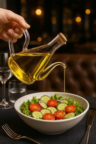 Cam Yağdanlık 500 ml – Isıya Dayanıklı Borosilikat Zeytinyağı ve Sirkelik 1 Adet