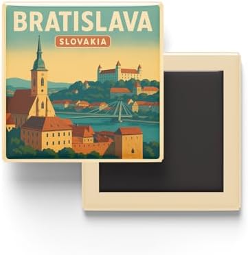 Bratislava Slovakya - Eski Şehir - Baskılı Buzdolap Magneti Kare 9x9 cm