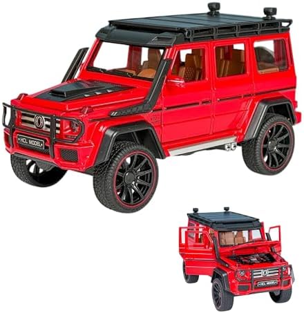 Mercedes G Seri Arazi Aracı Die Cast Model Kutulu Buhar Atan Çek Bırak Full Fonksiyon Kapıları Açılan 1:22 Ölçek Model Araba Kutulu Koleksiyonluk Ürün (Kırmızı) - Görsel 3
