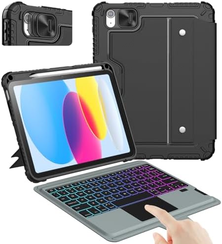 Nillkin iPad 11. Nesil (A16)/10. Nesil Klavyeli Kılıf 10.9 inç, Kalem Tutucu, 7 Renkli Arkadan Aydınlatmalı, Sihirli İzleme Dörtgeni, Ayarlanabilir Stand, iPad 11./10. Nesil (2025/2022) için