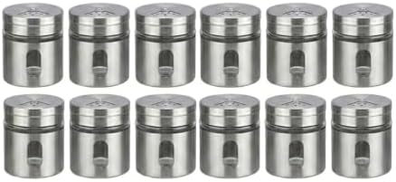 12'li Metal Kaplı Cam Baharatlık Seti (60 ml) - Döner Başlıklı Paslanmaz Çelik Baharat Takımı - Görsel 3