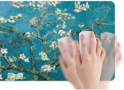 Van Gogh Desenli Masa Pedi 60x30 cm 3 mm Kaymaz Tabanlı Desk Mat Kumaş Mouse Pad Ofis Home Office İçin Geniş Pürüzsüz Yüzey Açık Yeşil - Görsel 3