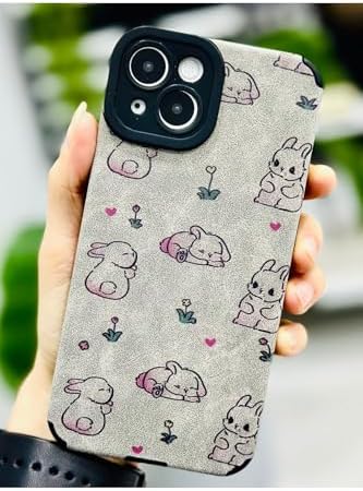 Iphone 13 ve 14 ile Uyumlu Kaplama Tavşanlar Tasarımlı Esnek Silikon Kılıf - Görsel 3