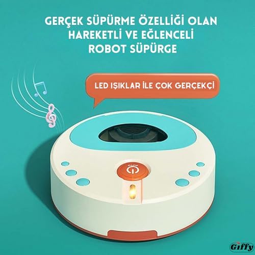 /Oyuncak Pilli Robot Süpürge Sesli Ve Işıklı Gerçek Süpürme Özelliği Ve Sürekli Farklı Yönlere Giden Oyuncak Robot Süpürge Oyuncağı - Görsel 3
