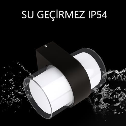 Bora LED Duvar Aplik 12W IP54 – Günışığı 3200K, 1170 Lümen, Su Geçirmez İç ve Dış Mekan Aydınlatma, Bahçe Balkon Teras Ev Koridor için