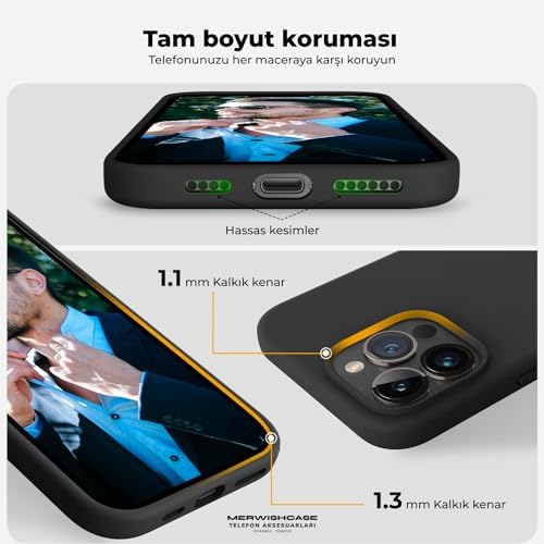 Merwish Apple iPhone 14 Pro Uyumlu Özel İpeksi Dokunuş Hissi Veren İçi Yumuşak Kadife Lansman Silikon Kılıf Kapak (Siyah) - Görsel 3