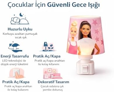 Çocuk Gece Lambası LEDLİ Fişli Pembe Dekoratif Lamba Sıcak Işık Aç/Kapa - Görsel 2