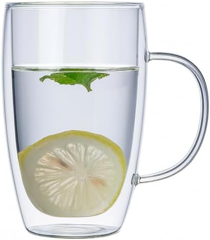 450 ml Çift Cidarlı Şeffaf Cam Kupa – Isıya Dayanıklı, Sıcak ve Soğuk İçeceklere Uygun, Şık ve Dayanıklı Borosilikat Cam Bardak - Görsel 2