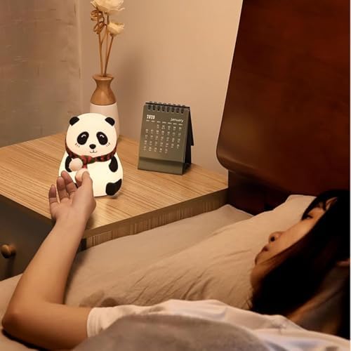 Alternative view of Sevimli Panda Gece Lambası Silikon LED Işık Çocuk Odası Dekoru Hediye (Gözü Açık)