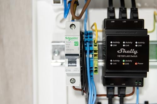 Shelly LAN Switch | DIN rayı için Ethernet ağ anahtarı (10/100 Mbps) | 5 RJ45 bağlantı noktası | 110 V - 230 V | ek adaptör gerekmez | kolay kurulum | tak ve çalıştır - Görsel 3