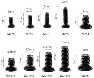 HTF 500 Adet Mini KM Vida Seti M2/M2,5/M3mm Gümüş Yıldız Kafa 50 Şer Adet 10 Çeşit Şeffaf Çantada