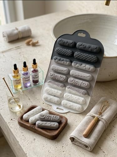 16 Bölmeli Çok Amaçlı Silikon Finger Kalıp - 25x17 cm - Dekoratif Baton Atıştırmalık, Pasta ve Hobi Kalıbı - Esnek Yapı, Kolay Temizlenebilir (Beyaz-Gri-Antrasit)