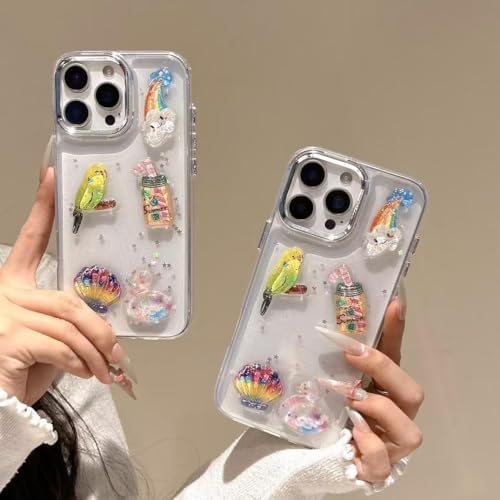Alternative view of 3D Yaz Temalı Renkli Şeffaf Simli iPhone 12 Uyumlu Kılıf – Kamera Korumalı, Darbe Emici Silikon