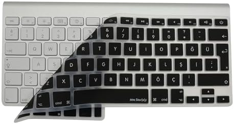 Apple Magic Keyboard A1314 A1243 Türkçe Q Uyumlu Klavye Koruyucu – UK İngilizce ISO Ters L Enter Silikon Kaplama Ultra İnce Kaymaz Toz ve Sıvı Koruma Keyboard Cover Siyah