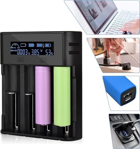 Alternative view of I-Gen Batteries Lii-800 Akıllı Li-ion Pil Şarj Cihazı, Type-C Girişli, LCD Ekranlı, 4 Slot Şarj, Li-ion & Ni-MH Uyumlu (18650/21700 / AA/AAA)